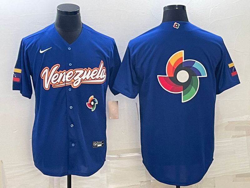 Men 2023 World Cub Venezuela Blank Blue Nike MLB Jersey6->more jerseys->MLB Jersey